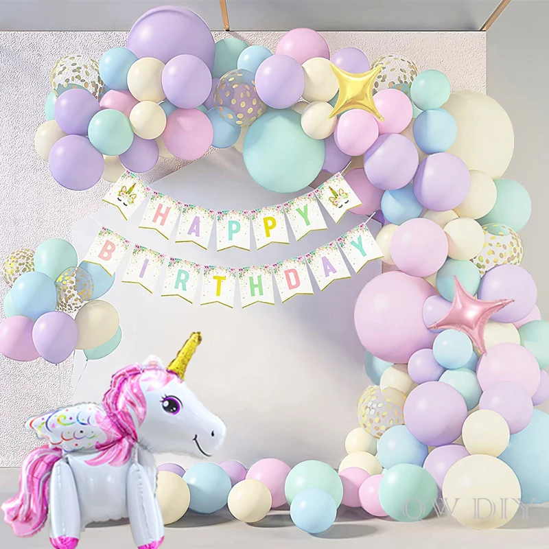Arco de globos de feliz cumplea&ntilde;os para ni&ntilde;a, 147 piezas, decoraciones de confeti dorado, Heliums de l&aacute;tex, Kit de guirnalda de globos-0