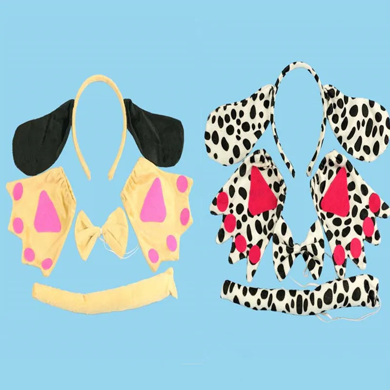 Повязка на голову с ушками животных собаки галстук бабочка хвост перчатки