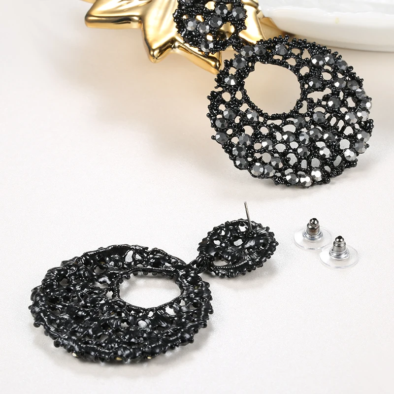 Wbmqda Ретро Черные Кристальные длинные висячие серьги пистолет черные модные