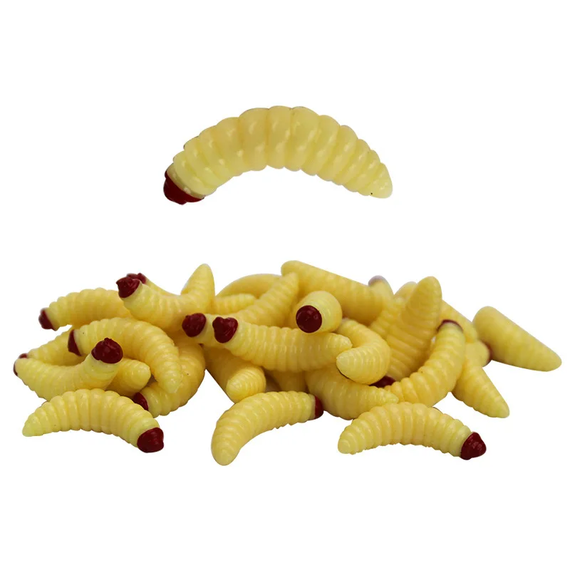

50pcs/ outdoor Winter fishing Bionic soft bait aphid 2cm/0.5g Artificial Manufacturing bait sink Fishing accessories lure Soft