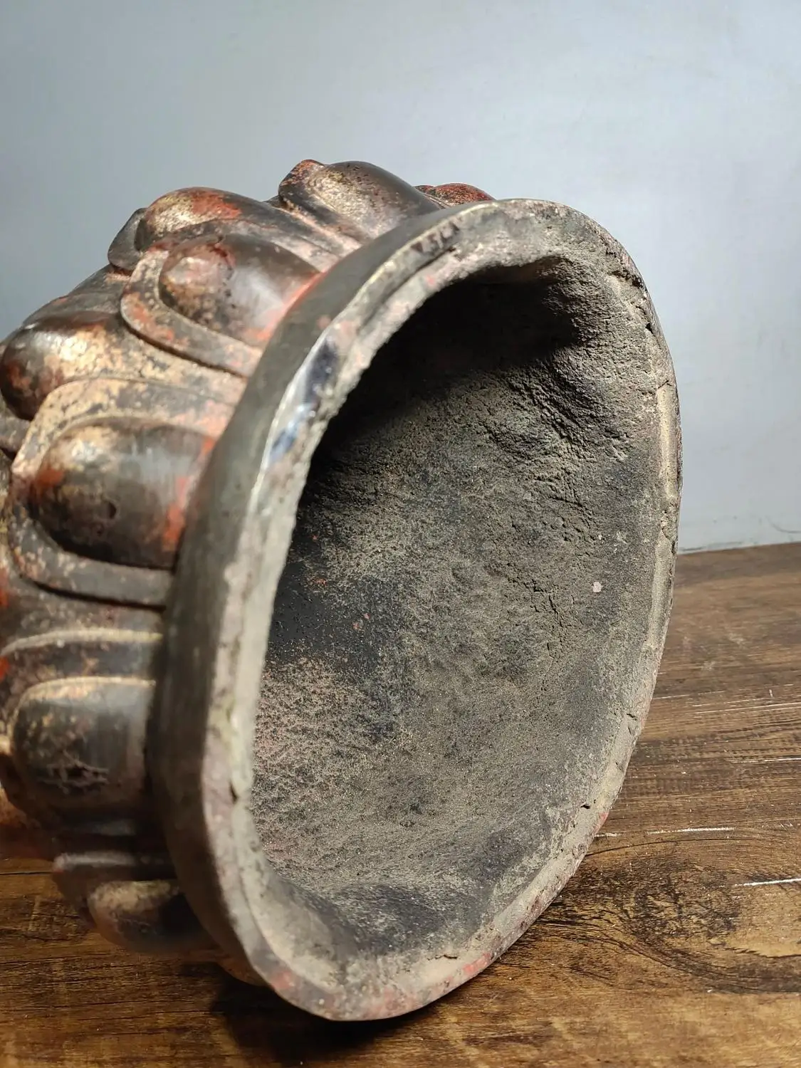 

32"Tibet Buddhism Temple Old Bronze Cinnabars Guanyin of the South Sea Standing Buddha Bodhisattva Statue Lotus Terrace Enshrine