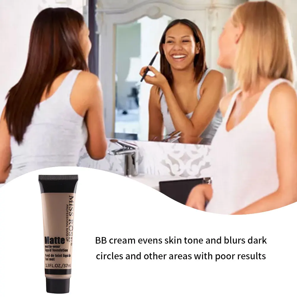 

MISS ROSE 37ml Matte Liquid Foundation Cream Soft Matte Long Wear Oil Control Concealer Fashion Basic Makeup Beauty Profissional