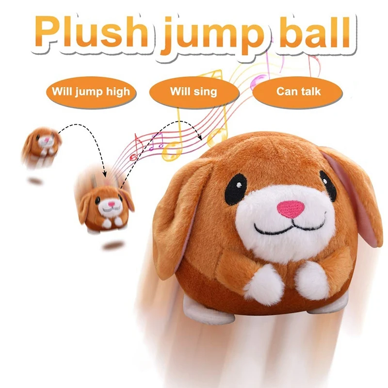 

USB Charging Long Ear Hamster Jumping Ball Will Sing Recording Puzzle Electric Plush Toy To Help Baby Learn To Talk