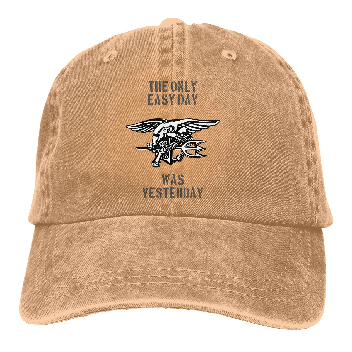 

The Only Easy Day Was Yesterday men's womans Retro Washed Cowboy hat Dad Cap