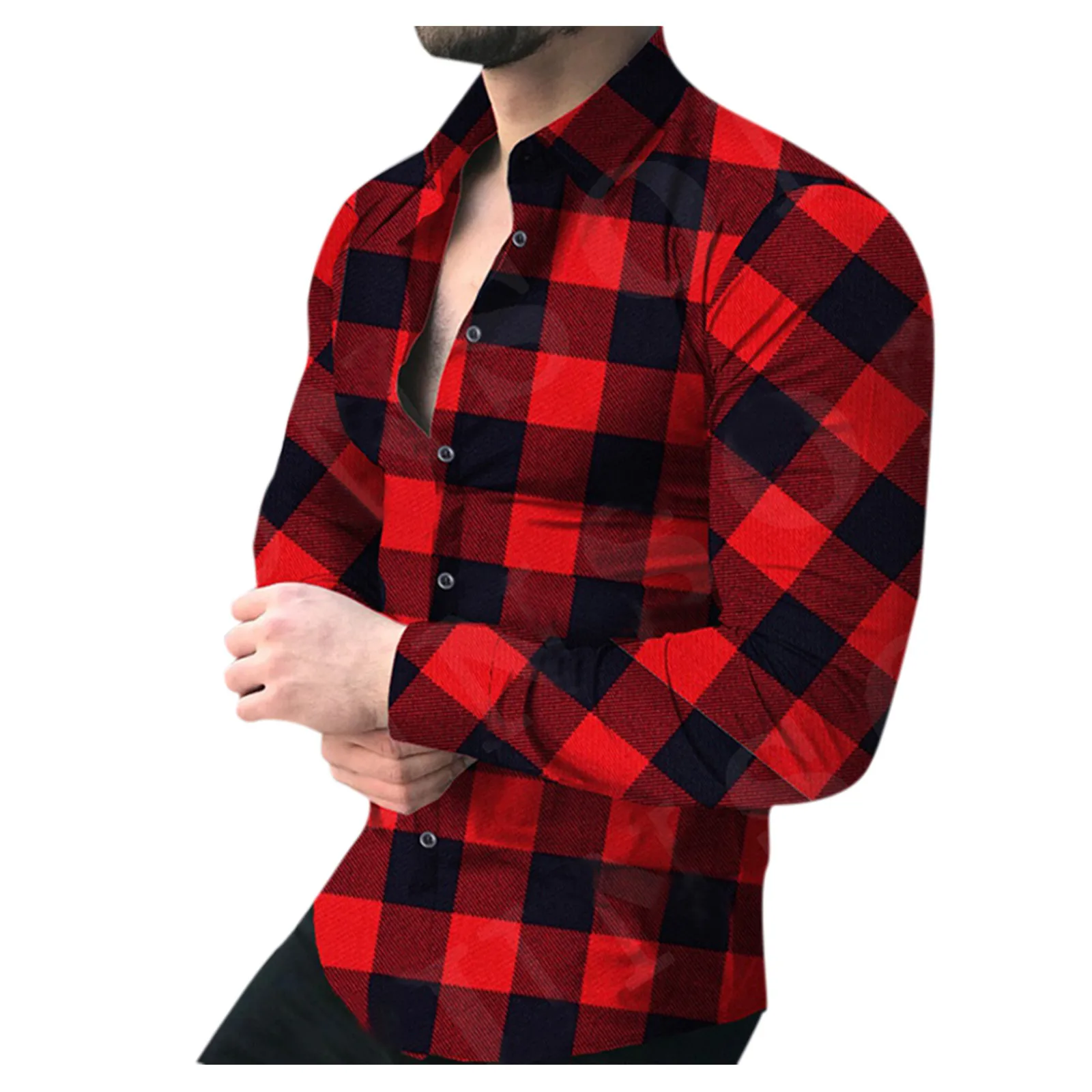 

Big Red Men's Plaid Shirt Fashion Man Long Sleeve Soft Comfort Slim Fit Styles Men Jacket Cardigan Shirt And Winter