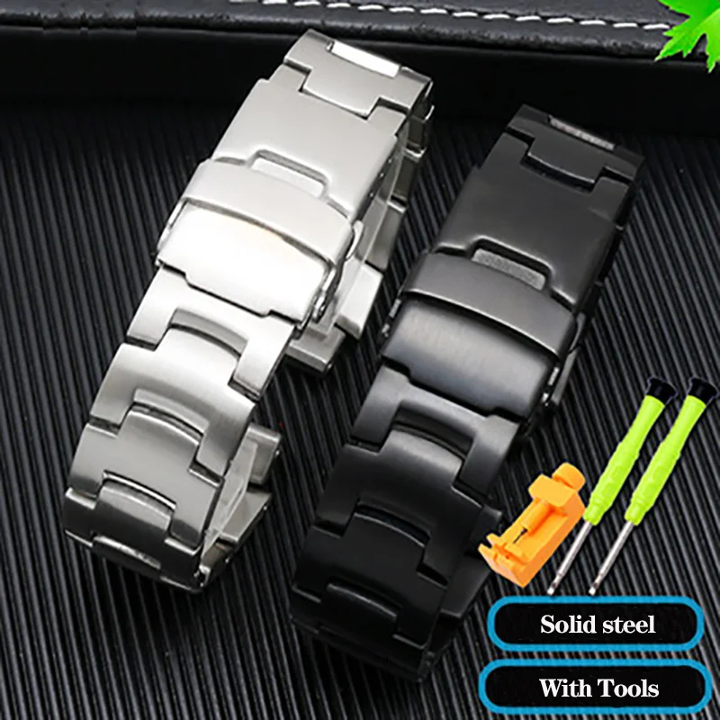 For Casio PROTREK PRG-260 PRG-270 PRG-550 PRW-3500/2500/5100 Solid Stainless Steel Watchband Strap Silver Black18mm Watch Band