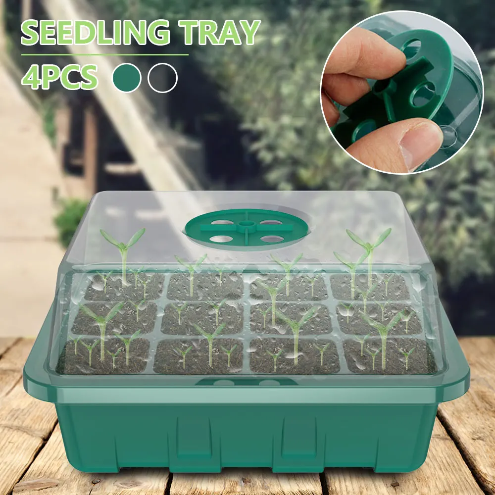 

12 Cells Seed Tray Seedling Starter Garden Plant Grow Germination Green Nursery Pots Hydroponics Growing System For Seedlings