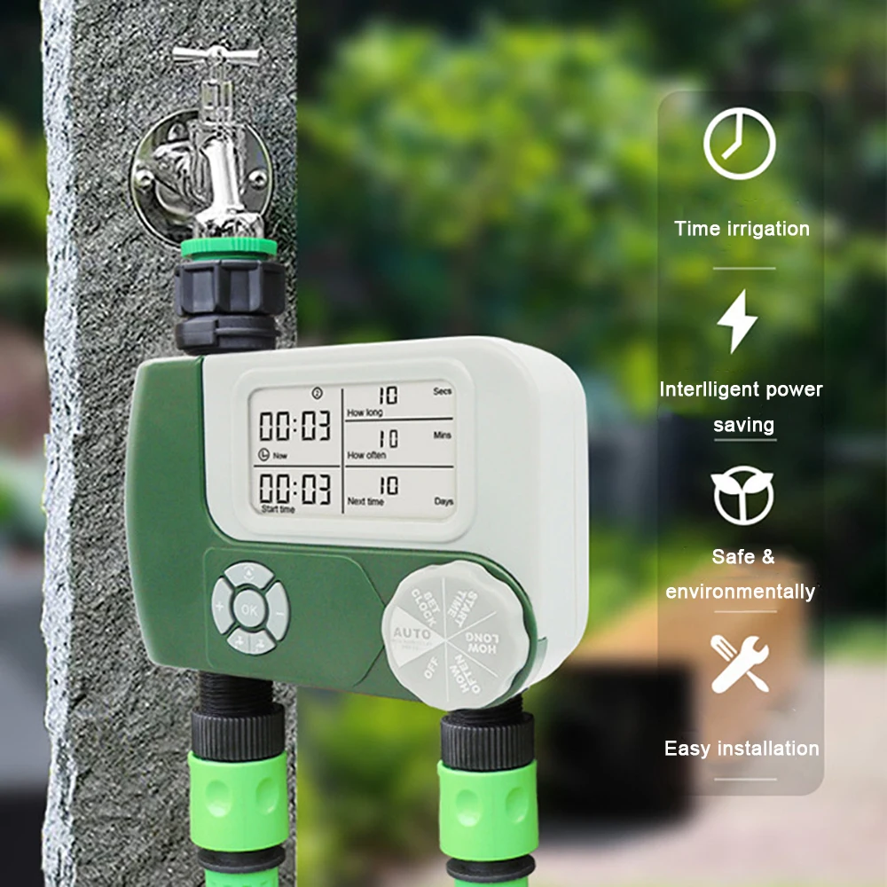 

Digital Hose ​Faucet Timer Garden Water Timers Programmable Battery Operated Irrigation Controller with 2 Outlet Automatic