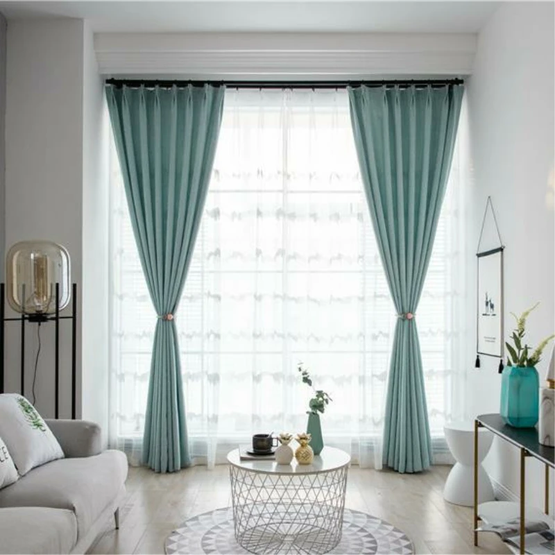 Одноцветные шторы в скандинавском стиле современные простые шерстяные как