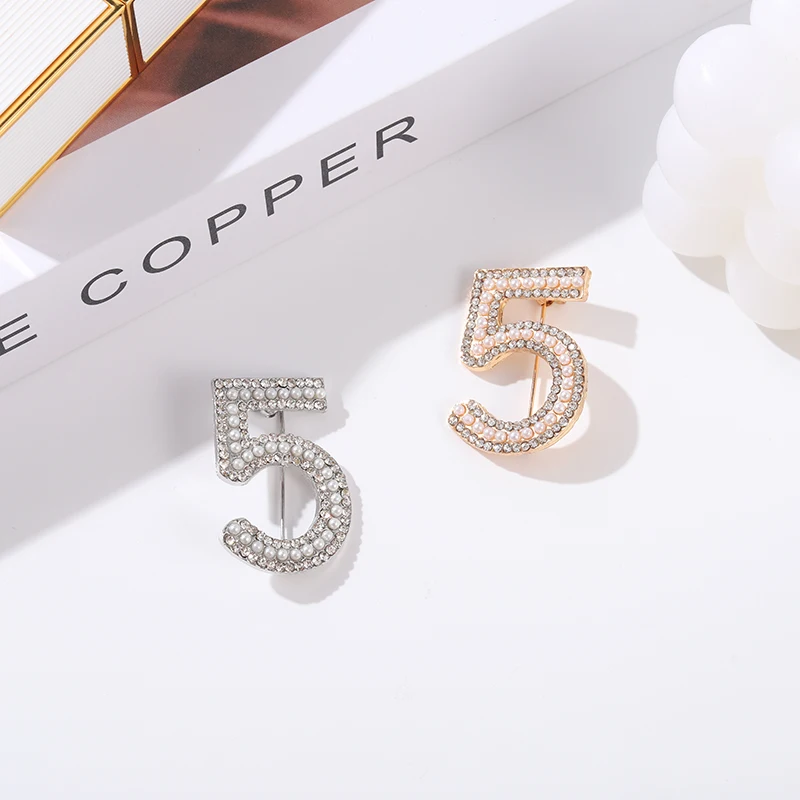 Полная Брошь Стразы с цифрами модные броши для свадебвечерние НКИ буквой 5