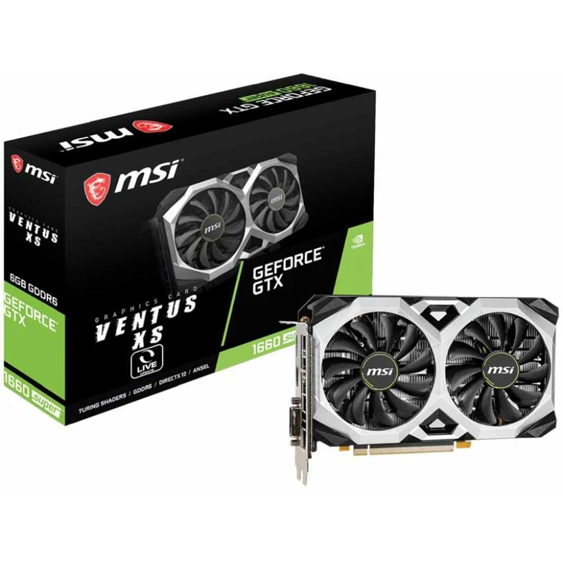 Видеокарта MSI NVIDIA GeForce GTX 1660 SUPER VENTUS XS V1 6GB GDDR6 Ret для игрового ПК с высокой частотой графики.