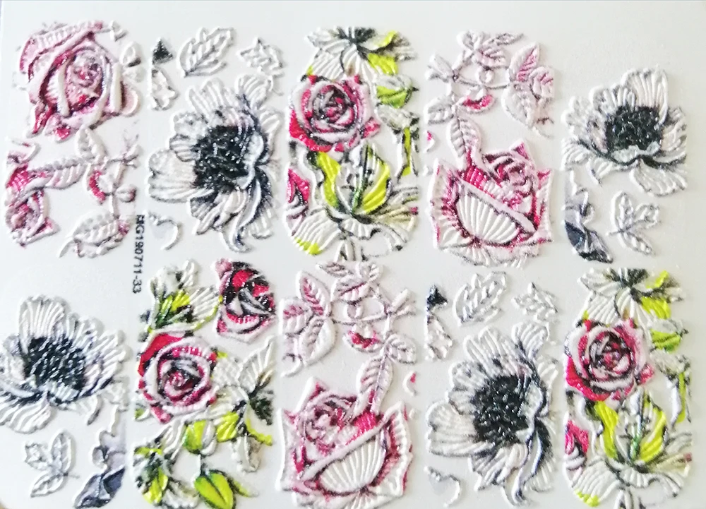 3D новые акриловые гравированные наклейки для ногтей черная линия форма капли