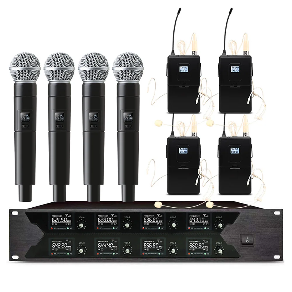 Беспроводная микрофонная система 8-канальный микрофон для школы церкви