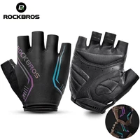 rockbros mtb road male cycling gloves high reflective ant slip shockproof fingerless gloves for bicycle motorcycle accessories