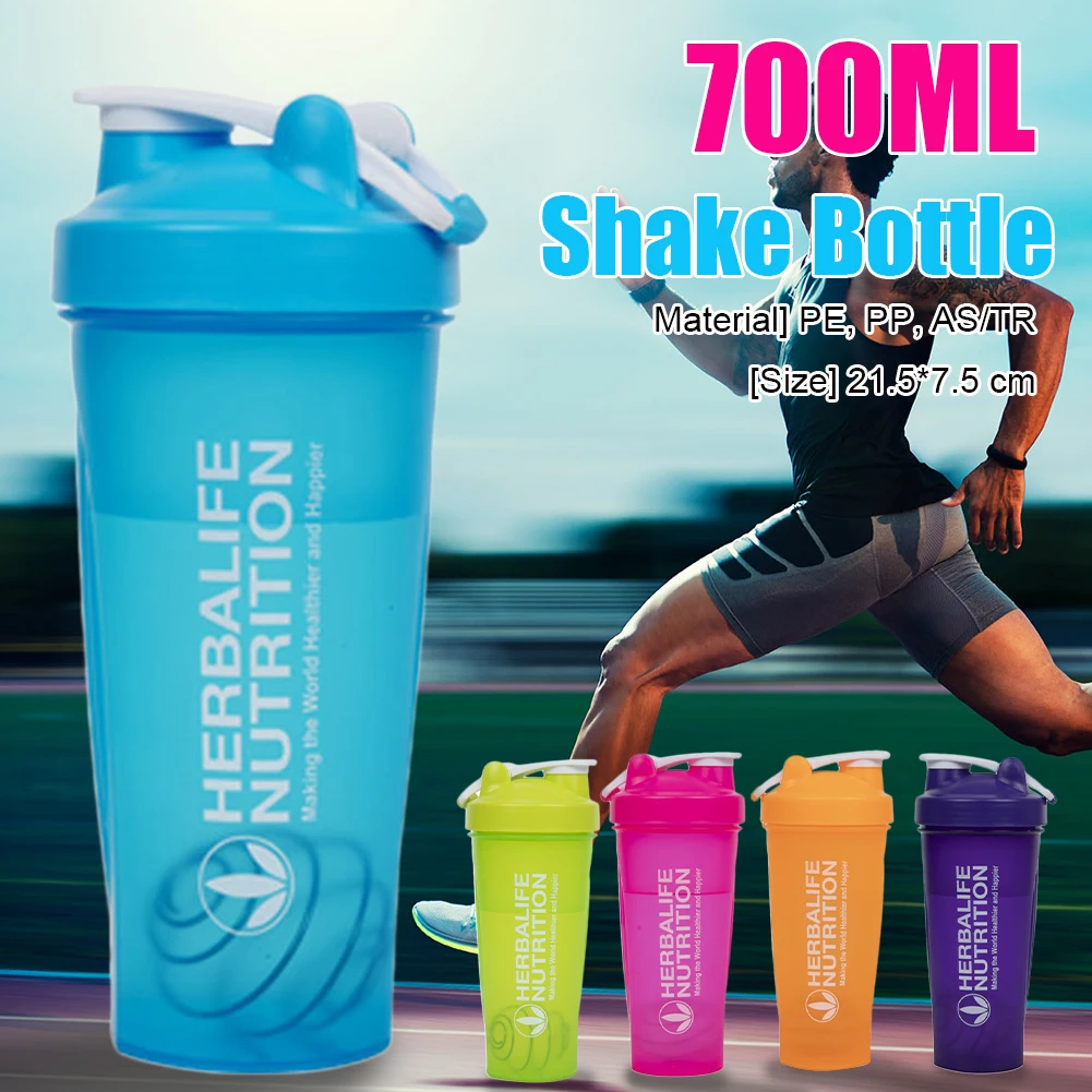 

700ML Shaker Bottle Protein Powder Shaker with Mixing Ball Outdoor Sports Fitness Portable for Gym Camping Hiking Travel