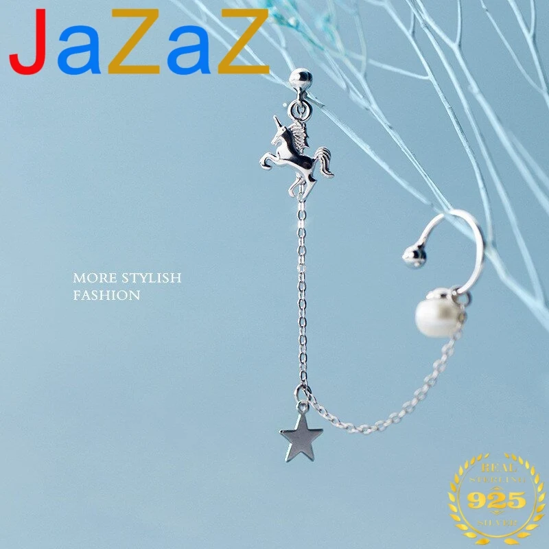 

A00021 в Корейском стиле со звездами Единорог серьги-клипсы для Для женщин 2020 реальные 100% 925 пробы Серебряная Ушная манжета ювелирные изделия: ...