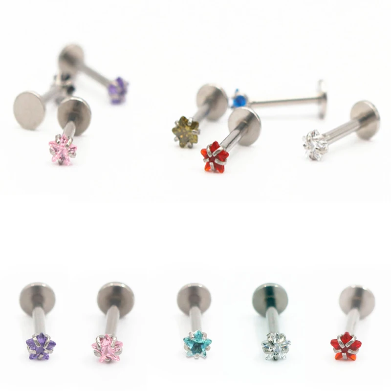 Титан сталь цирконий серьги 3 мм пентаграмма хрустальные Надеваемые На ушной