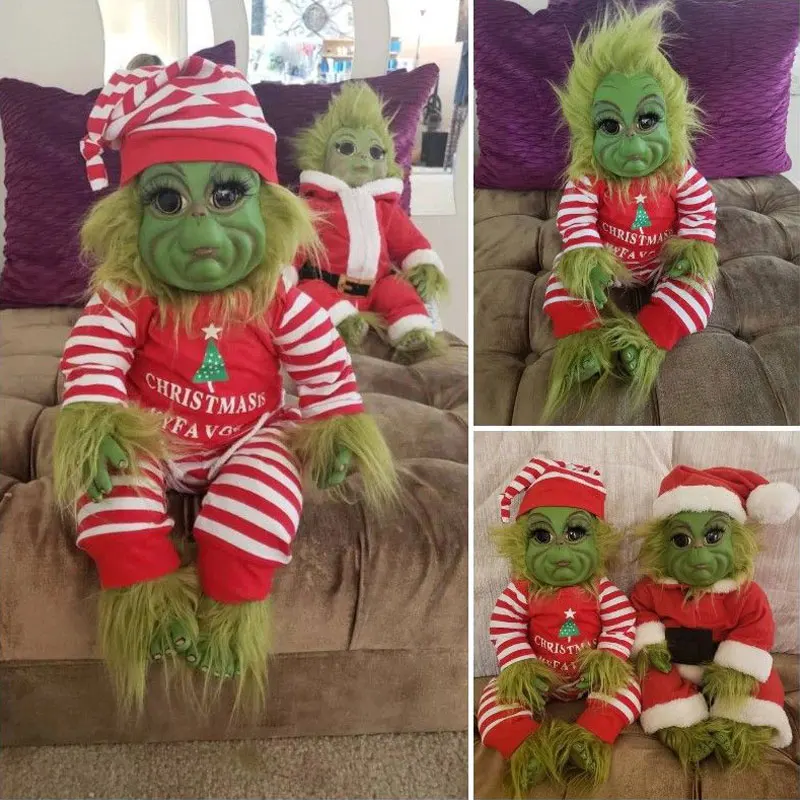 Grinch Doll Cute Christmas Stuffed Plush Toy Xmas Gifts for Kids Home Decoration