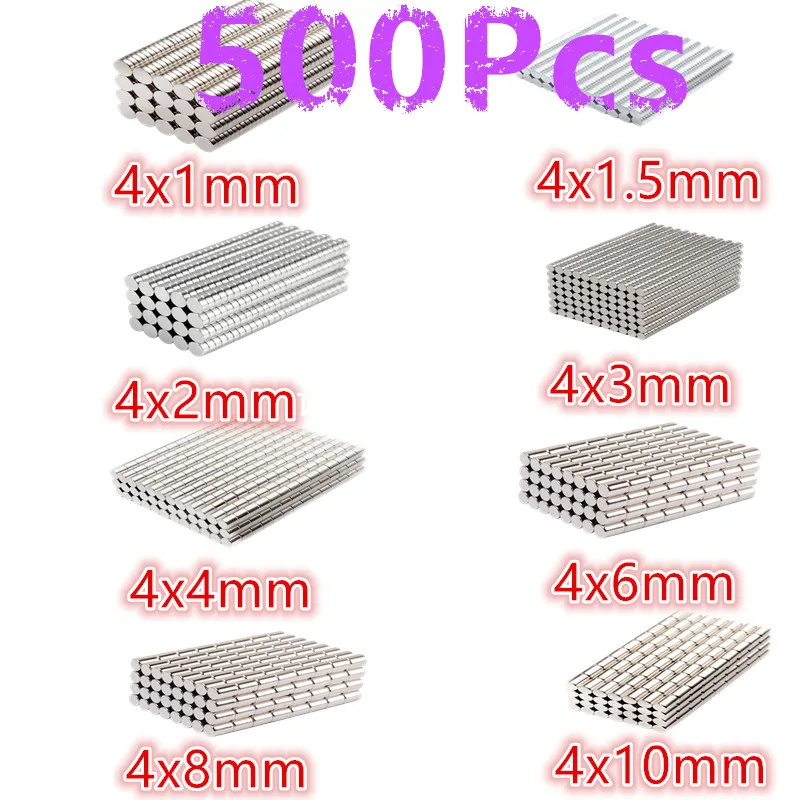 Небольшие Круглые неодимовые магниты NdFeB 500 шт. диаметр 4x1 5 4x2 4x3 4x4 4x6 4x8 4x10 мм