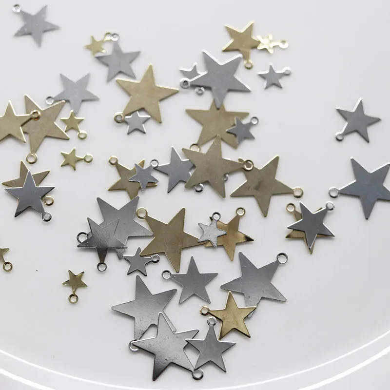 50pcs/lot Cooper Pentagram Craft Star Charms DIY Necklace Earrings Bracelet Pendant Accessories for Women Jewelry Making Finding | Украшения