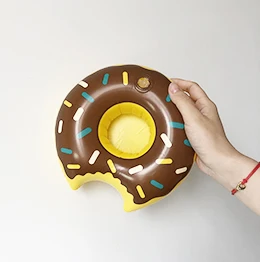 Brown donut 24 стиля мини надувная форма воды плавательный бассейн напиток чашка подставка держатель поплавок игрушки подставки для воды напитков пивная бутылка - Цвет: Brown donut