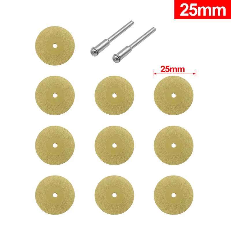 25mm 12pcs 12 шт. 1 Набор 16-60 мм Алмазная Пила дисковая режущий диск роторный инструмент титановое покрытие Алмазная режущий диск - Цвет: 25mm 12pcs
