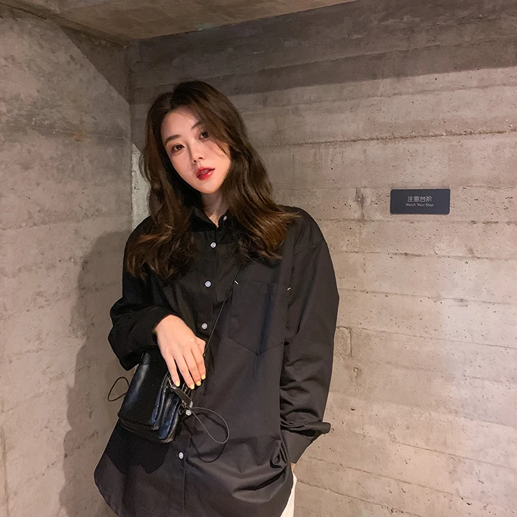 2 цвета весна 2020 корейские свободные хлопковые рубашки для женщин сплошной цвет