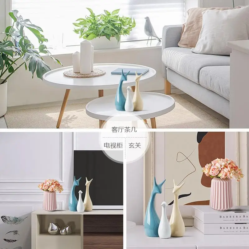

Creative Design Craftwork Deer Ceramic Holiday Gifts Miniature Figurines Accessories for Home Gift Nordic Home Decoration Crafts