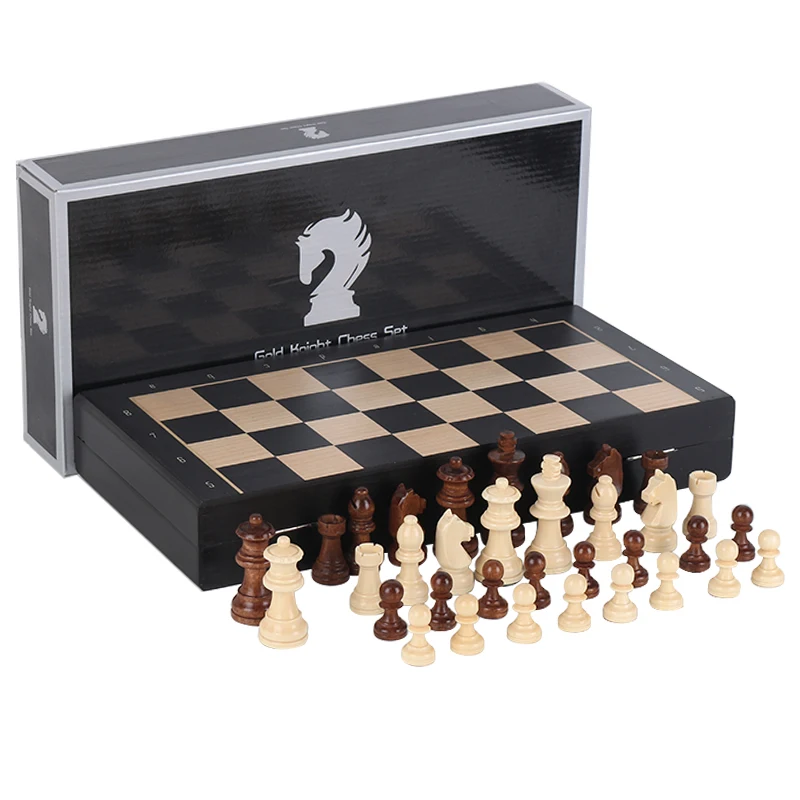 High Grade Wooden Chess Set Magnetic Solid Wood Chess Piece Folding Portable 33*33cm Chessboard with Wooden Chessmen Games I170