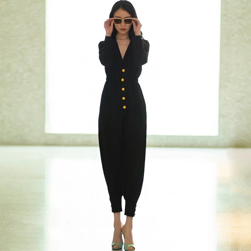 Подиумная брендовая дизайнерская женский комбинезон 2019 стиль сафари v образный