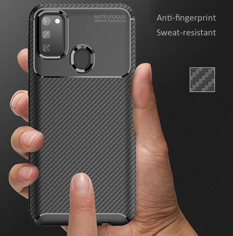 Чехол из углеродного волокна для Samsung Galaxy M30s TPU силиконовый защитный