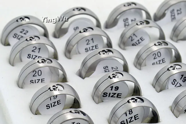 

Yignwu 50pcs/lot Titanium Band Hollow Out Wedding Stainless Steel Silver Solid Ring Men Women Jewelry