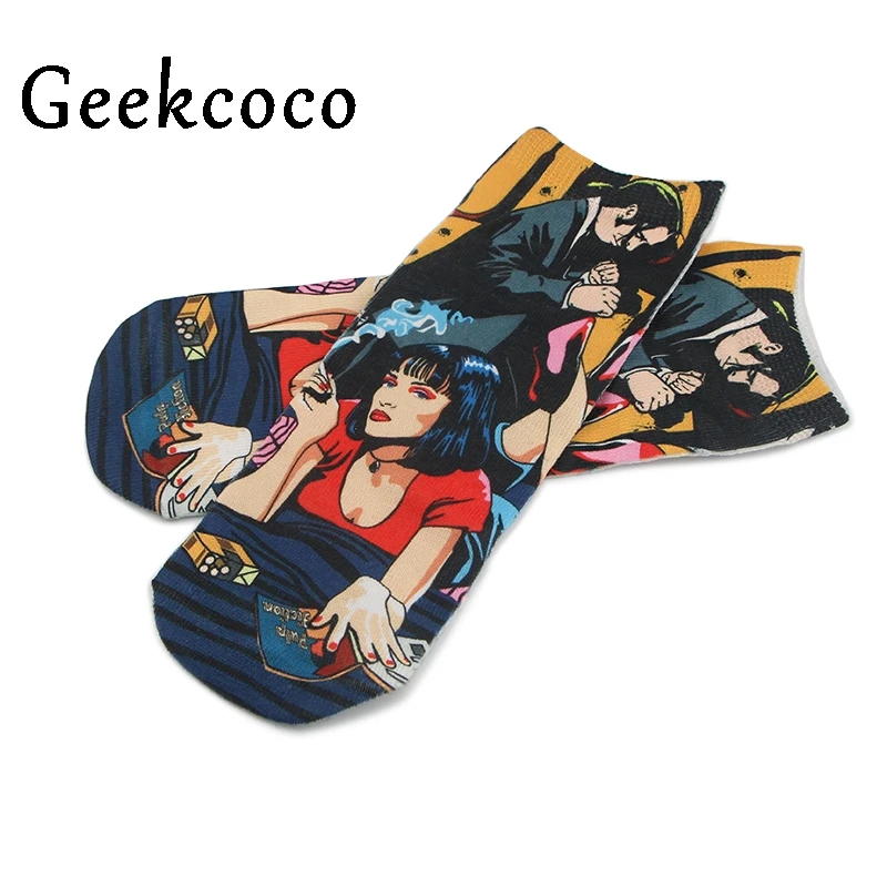Модные спортивные короткие носки с мультипликационным принтом для детей мужчин