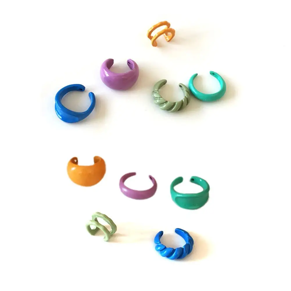 

Candy Color Non-pierced Ear Bone Clip Five-piece Earrings Small Rainbow Candy Color Earrings Japanese Ear Clip
