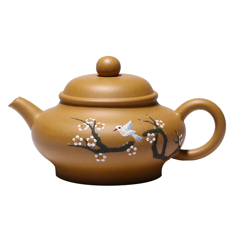 

Yixing handmade clay painted purple clay pot raw ore section mud dwarf pan pot Kung Fu Tea Set Gift