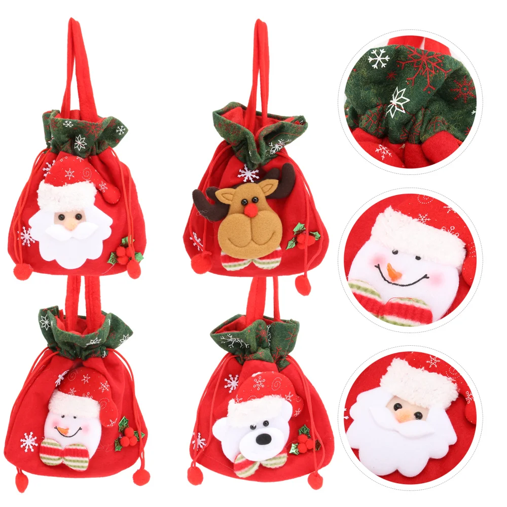 

4Pcs Christmas Gift Bags Festival Storage Pouches Present Xmas Party Favor Bags