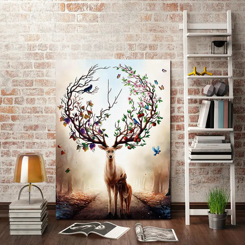

Nordic Abstract 1Pcs Home Decor Unframed Christmas Pattern Canvas Cloth Poster Modern Art Picture Wall Art Pictures Decoration