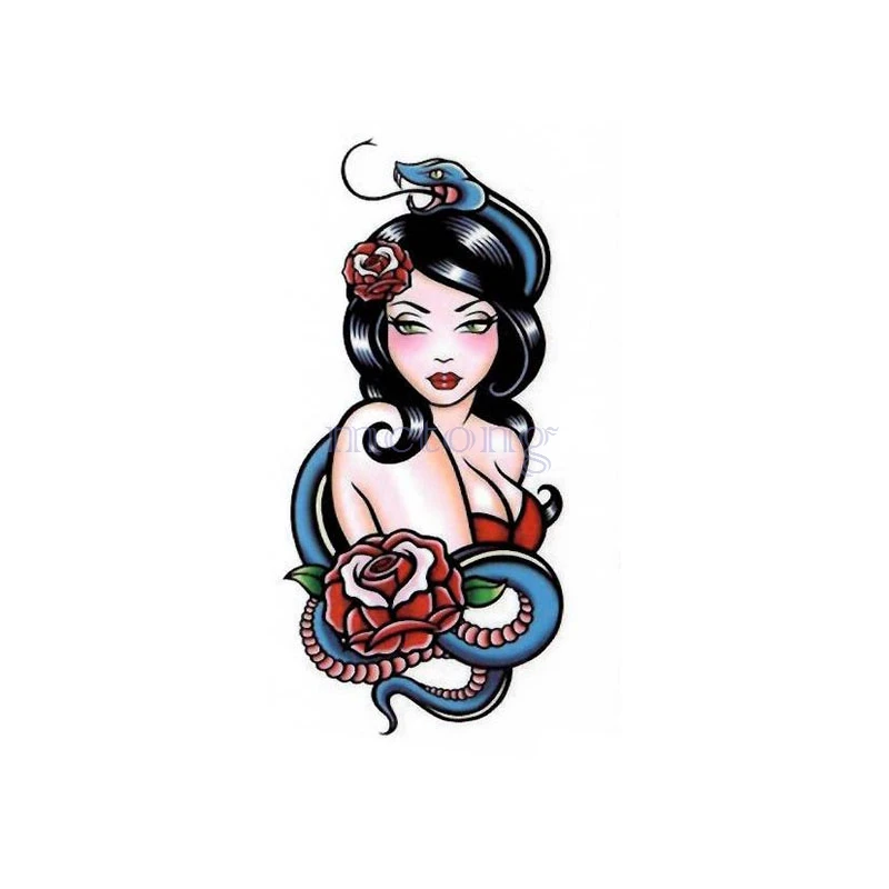 Водостойкая наклейка Временные татуировки s творческая Геометрия волк тату Луна