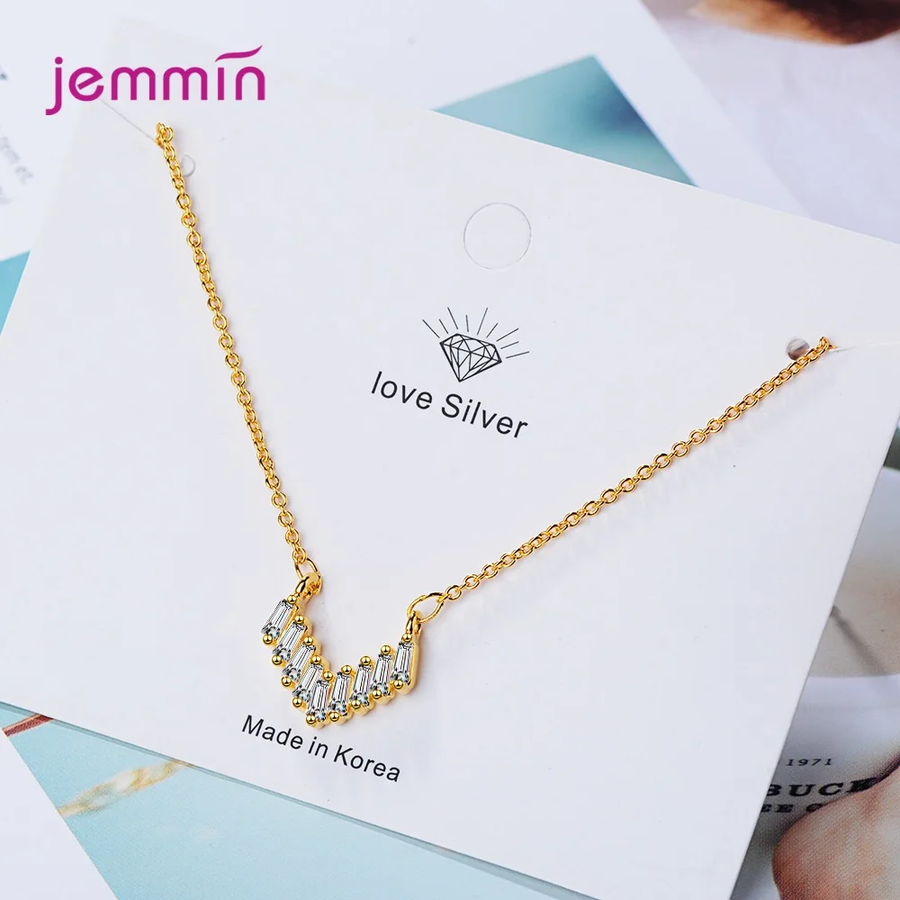 

Wedding Party Austria Zircon 925 Sterling Silver Geometric Pendant Necklaces For Women Lover's Birthday Jewelry Gift