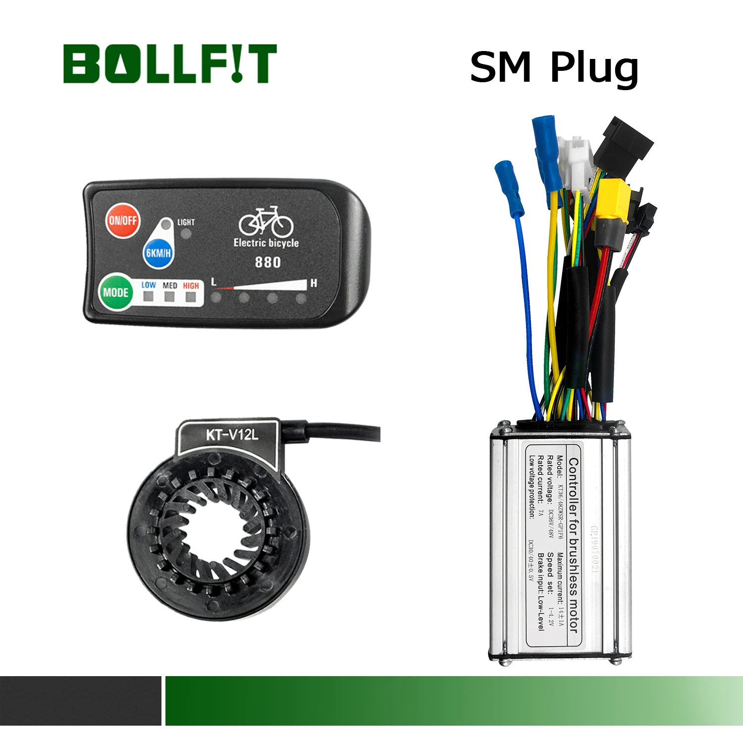 

36V 48V 250W 350W 14A Kt E Bike Electrical Bicycle Conversion Kit Motor Controller with Kt LED 880 Display PAS Pedal Assistance