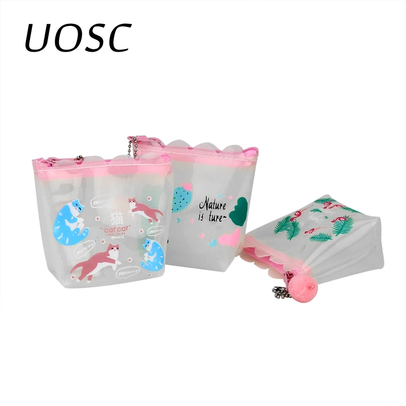 UOSC девушки прозрачные портмоне розового цвета в стиле Лолиты мини кошелек милый