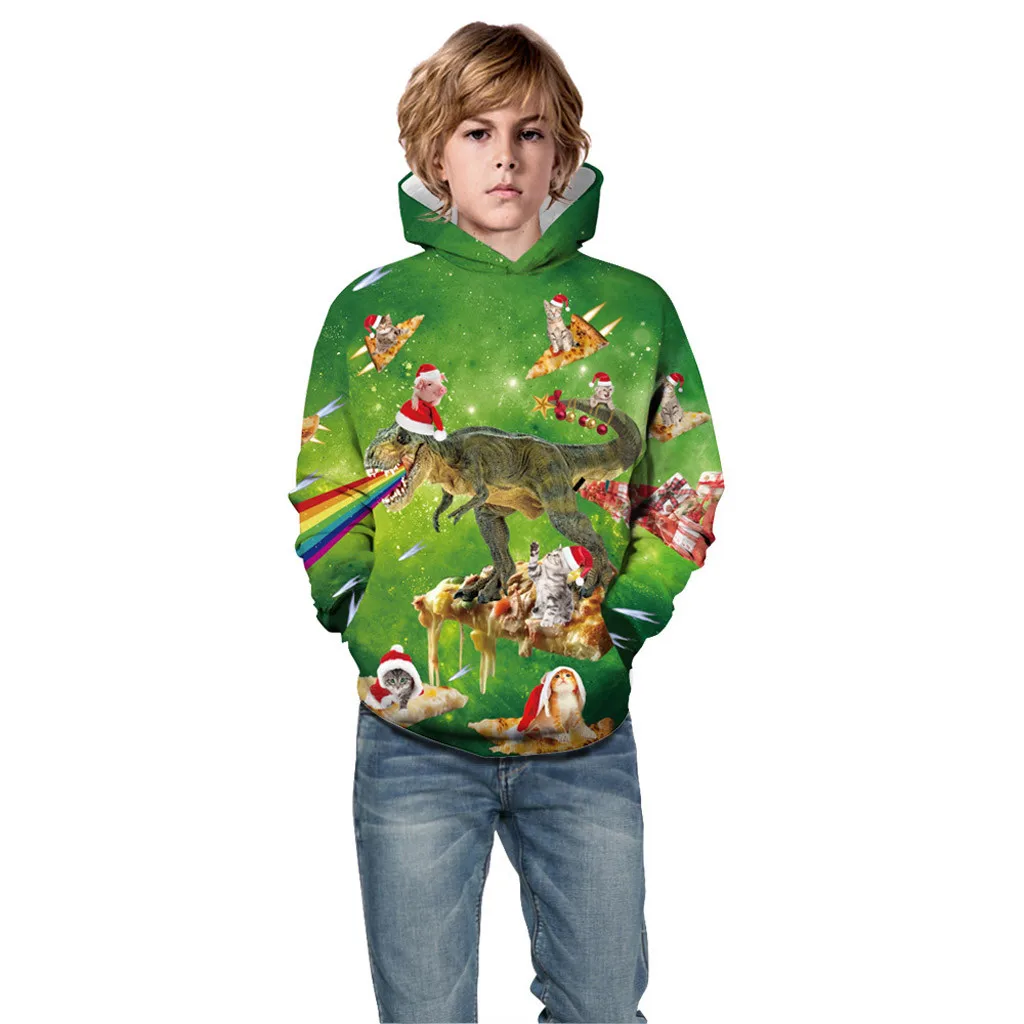 Рождественский свитер с объемным принтом для мальчиков и девочек-подростков