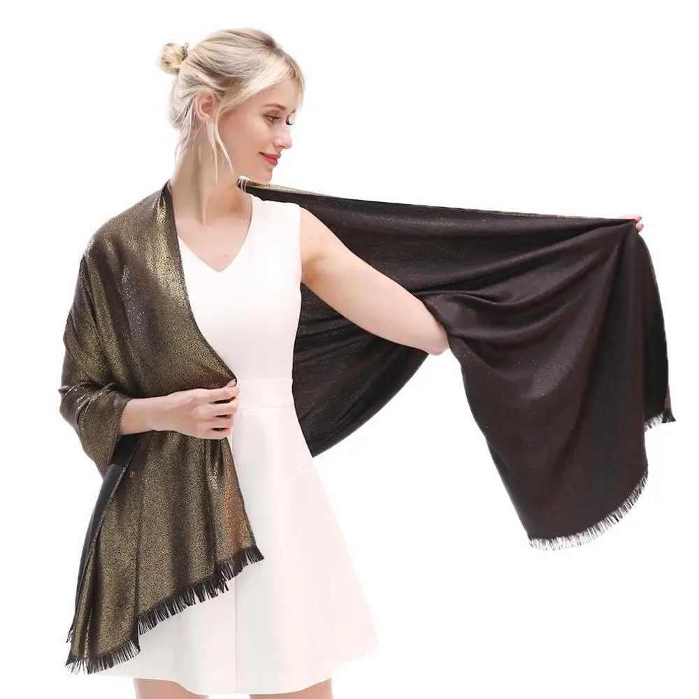 Премиум хлопковый шарф женские роскошные золотые блестящие шарфы с люрексом для