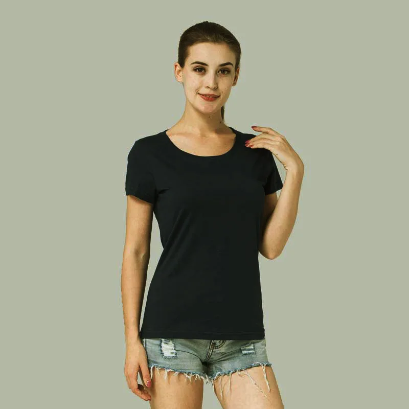 

New High quality popular casual breathable Classic Cotton women's soft short sleeve T-shirt
