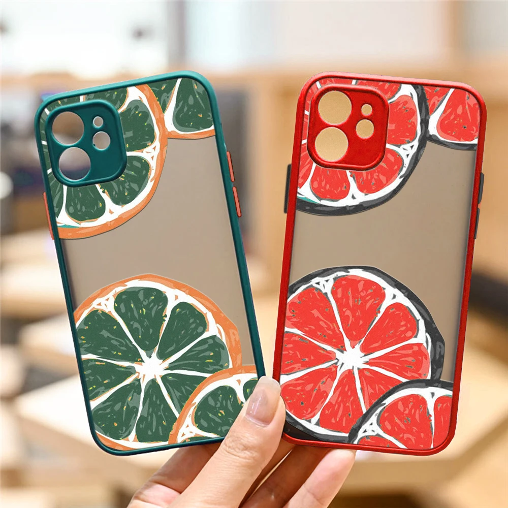 

Fruit orange fresh creative iphone 13 12 XS 11 pro max mini shockproof full back case for iphone 7 8 6 6s plus SE2020 X XR cases