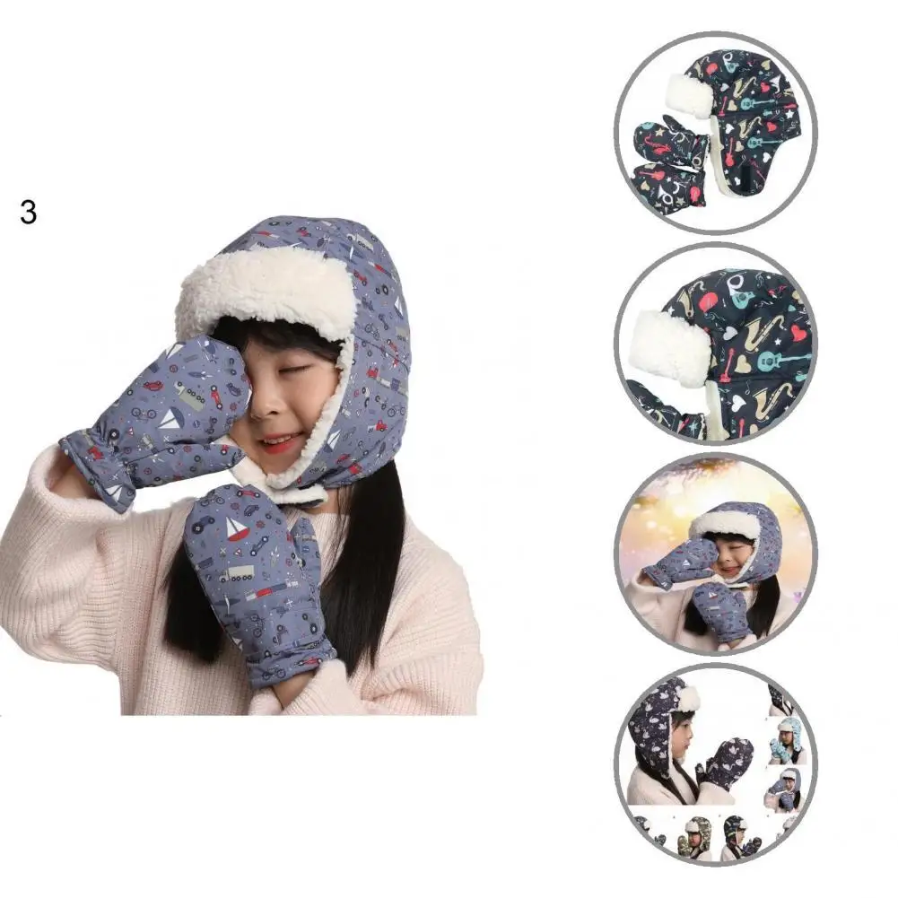 

1 комплект, легкая Повседневная шапка-перчатки с мультяшным принтом