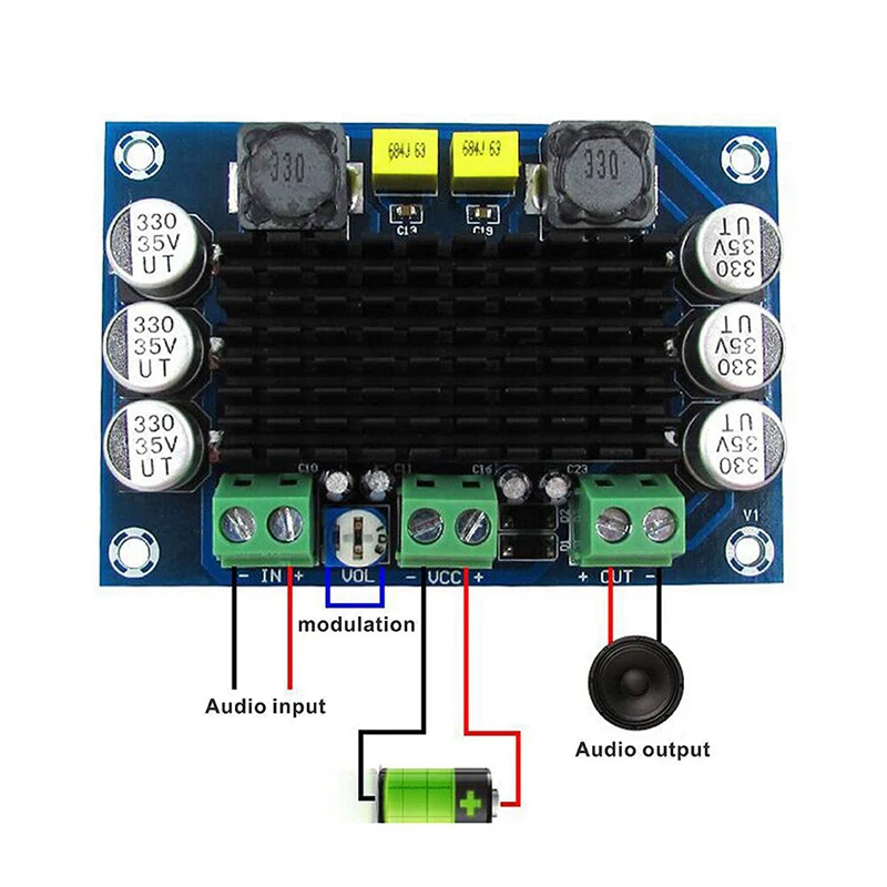 

2 Pcs Tpa3116 D2 Da Mono Channel Digital Power Audio Amplifier Board Blue & Green