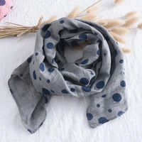 Cute Childrens Scarves Cotton Linen Baby Scarf Cherry Crown Printing Kid Neckerchief Ring Decorative Collar Fashion Accessory