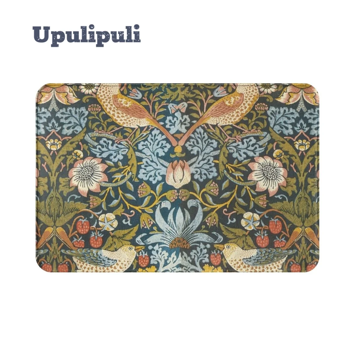 

William Morris Pattern Birds And Flowers Mat Soft Rug Anti-Slip Welcome Mats for Home Bathroom Washable Bathtub Shower Mats