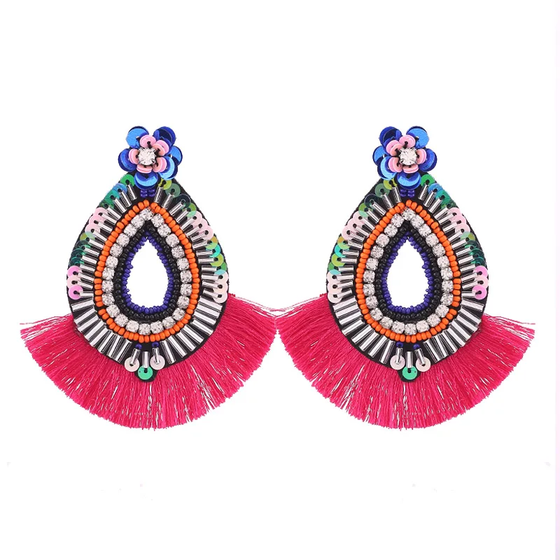 Sehuoran серьги с кисточками для женщин стеклянные бусины ручной работы этнические